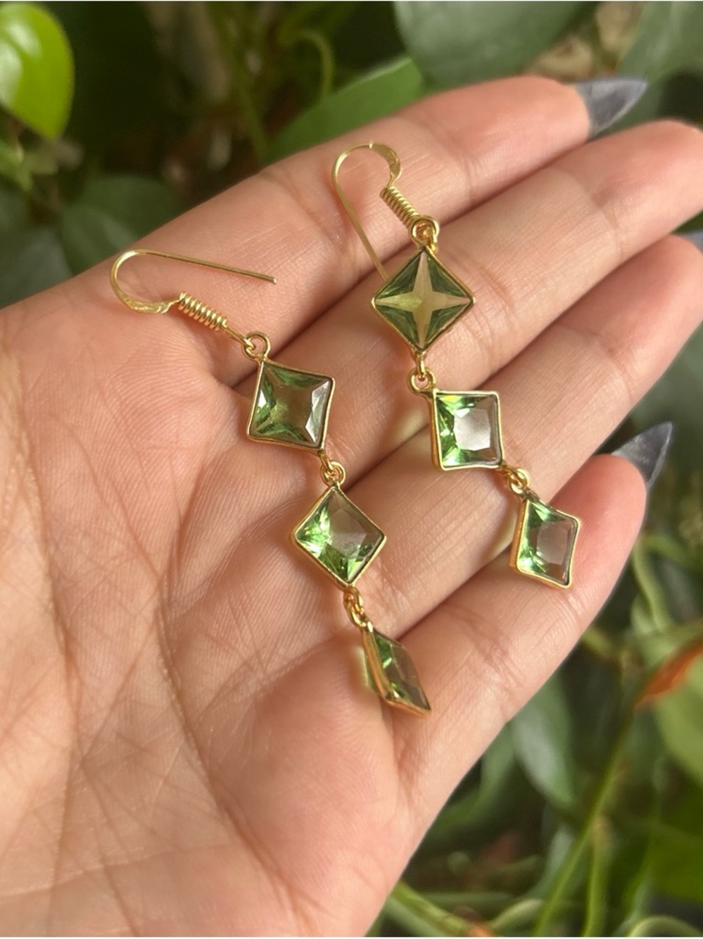 24k gold periodot earrings
